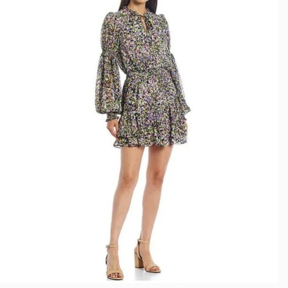 Ted Baker London Karlie Tiered Mini Dress Size 2/US6 Confetti‎ Smocked Brunch
